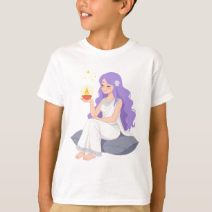 Cartoon-Mädchen mit Diya – Friedliches Festival-Ki T-Shirt