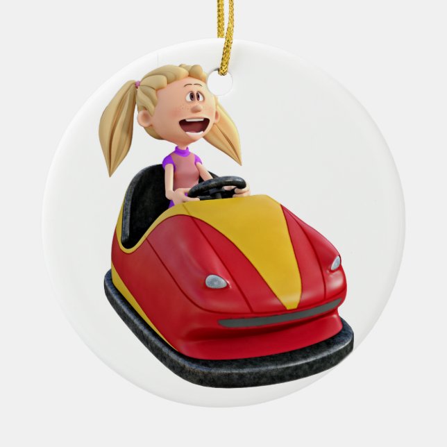 Cartoon-Mädchen n ein Boxauto Keramikornament (Vorne)