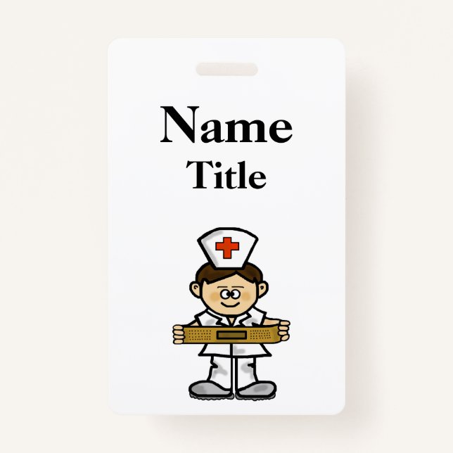 Cartoon Male Nurse Abzeichen Anpassen! Ausweis (Vorderseite)