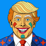 Cartoon Man Dartscheibe<br><div class="desc">Ein Cartoon mit blonden Haaren mit einem Clowngesicht,  der einen Anzug trägt.</div>