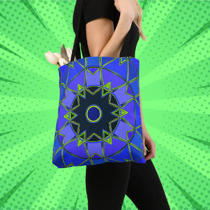 Cartoon Mandala Blue Green und Black Tasche
