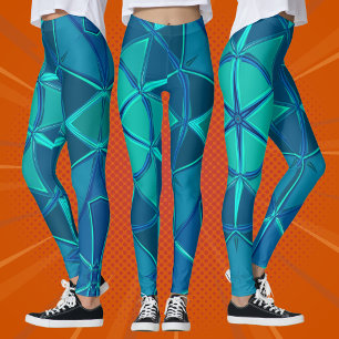 Cartoon Mandala Blue Leggings