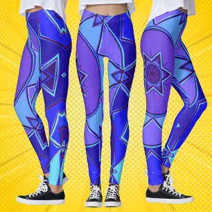 Cartoon Mandala Blue und Lila Leggings
