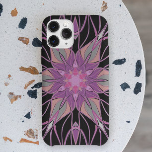 Cartoon Mandala Blume Black Lila und rosa Case-Mate iPhone Hülle