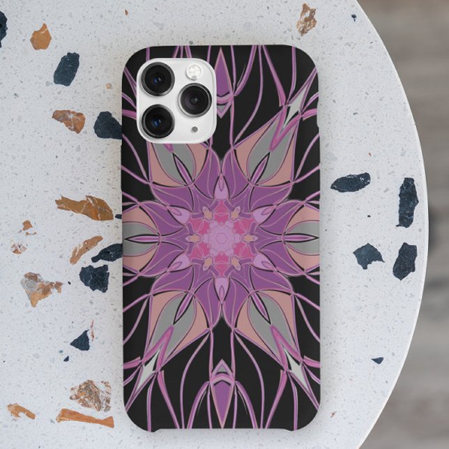 Cartoon Mandala Blume Black Lila und rosa Case-Mate iPhone Hülle (Von Creator hochgeladen)