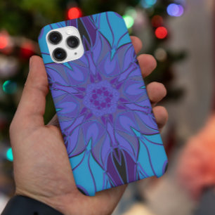 Cartoon Mandala Blume Blau und Lila Case-Mate iPhone Hülle