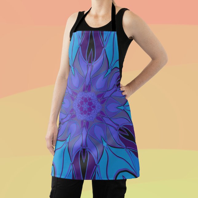 Cartoon Mandala Blume Blau und Lila Schürze (Von Creator hochgeladen)