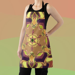 Cartoon Mandala Blume Gelb Lila und orange Schürze