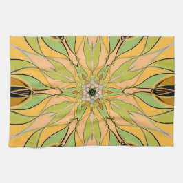 Cartoon Mandala Blume Gelb und Orange Geschirrtuch