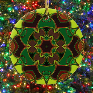 Cartoon Mandala Blume Gelb und Orange Keramik Ornament