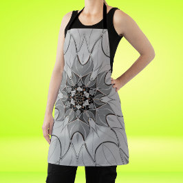 Cartoon Mandala Blume Gray Schürze