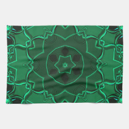 Cartoon Mandala Blume Green Geschirrtuch