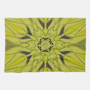 Cartoon Mandala Blume Green Geschirrtuch