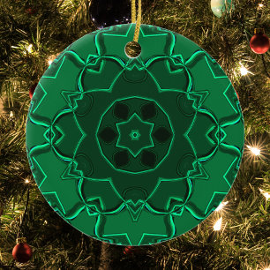 Cartoon Mandala Blume Green Keramik Ornament