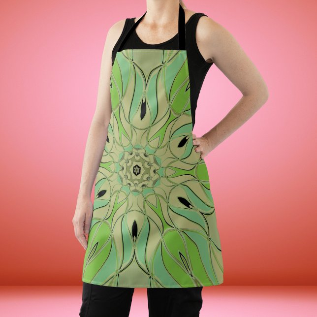 Cartoon Mandala Blume Grün und Blau Schürze (Von Creator hochgeladen)