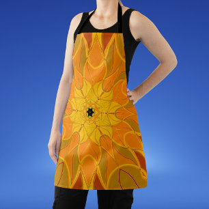 Cartoon Mandala Blume Orange Gelb und Rot Schürze