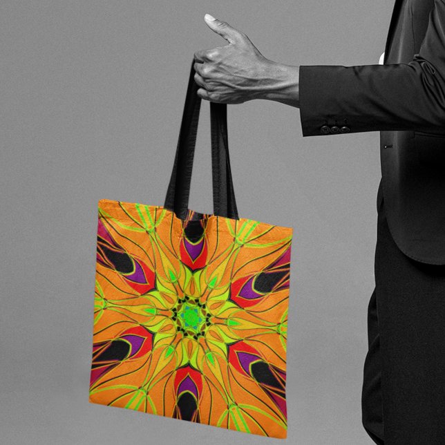 Cartoon Mandala Blume Orange Green und Red Tasche (Von Creator hochgeladen)