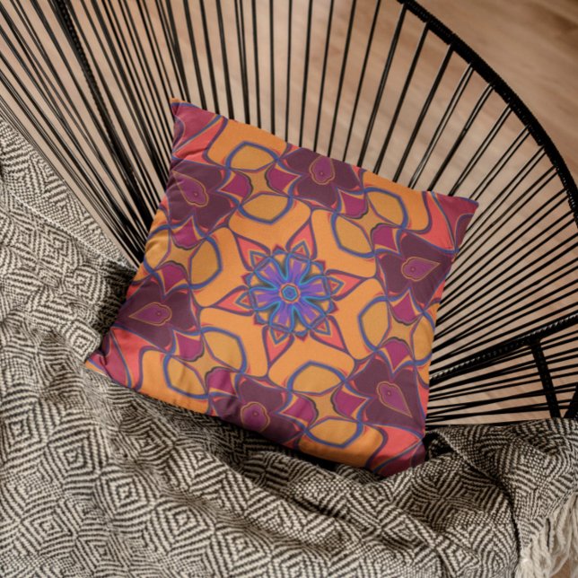 Cartoon Mandala Blume Orange Lila und blau Kissen (Von Creator hochgeladen)