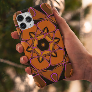 Cartoon Mandala Blume Orange Pink und Black Case-Mate iPhone Hülle