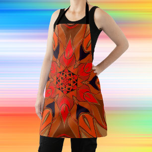 Cartoon Mandala Blume Orange Schürze