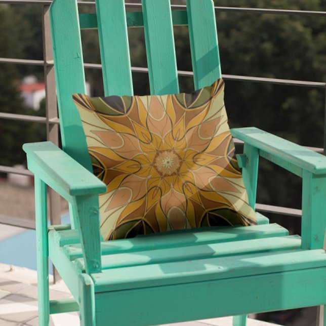 Cartoon Mandala Blume Orange und Green Kissen (Von Creator hochgeladen)