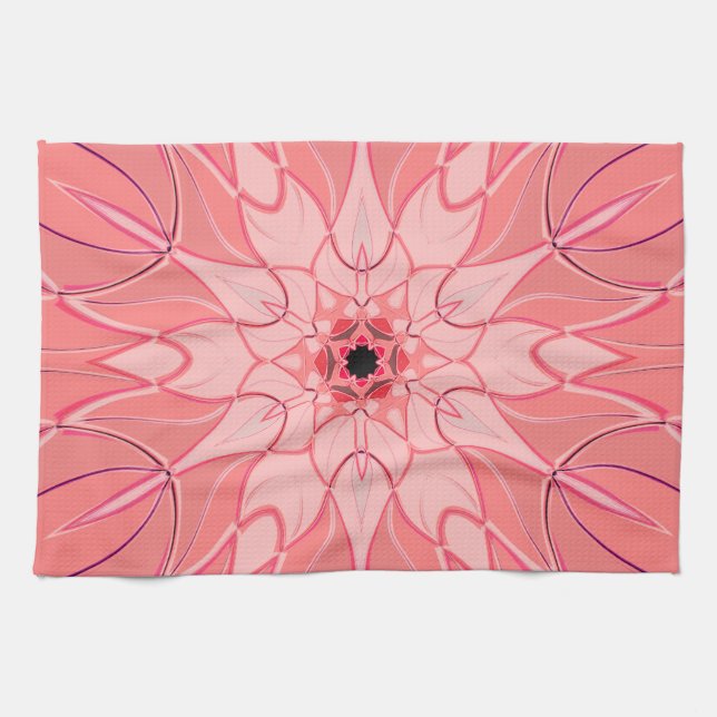 Cartoon Mandala Blume Pink Geschirrtuch (Horizontal)