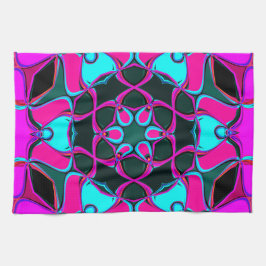 Cartoon Mandala Blume Rosa und Blau Geschirrtuch