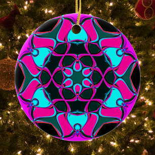 Cartoon Mandala Blume Rosa und Blau Keramik Ornament