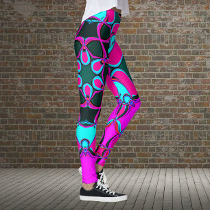 Cartoon Mandala Blume Rosa und Blau Leggings