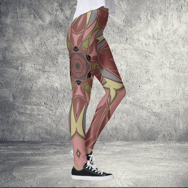 Cartoon Mandala Blume Rosa und Gelb Leggings (Von Creator hochgeladen)