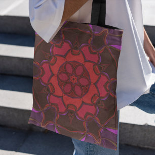 Cartoon Mandala Blume Rosa und Lila Tasche