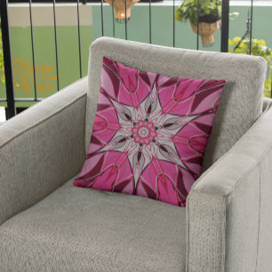 Cartoon Mandala Blume Rosa und Weiß Kissen