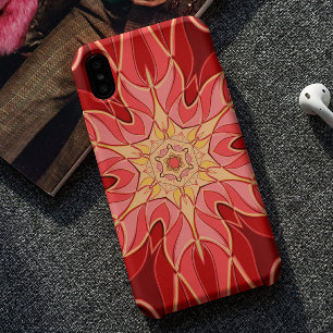 Cartoon Mandala Blume Rot und Orange Case-Mate iPhone Hülle