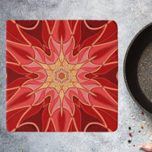 Cartoon Mandala Blume Rot und Orange