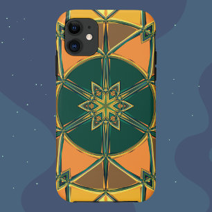 Cartoon Mandala Gelb- und Gelborange sowie Grün Case-Mate iPhone Hülle