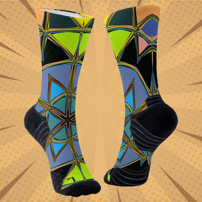 Cartoon Mandala Green Blue und Orange Socken (Von Creator hochgeladen)