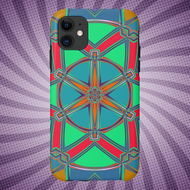 Cartoon Mandala Green Red und Blue Case-Mate iPhone Hülle (Von Creator hochgeladen)