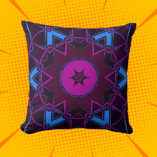 Cartoon Mandala Lila Rosa und Blau Kissen