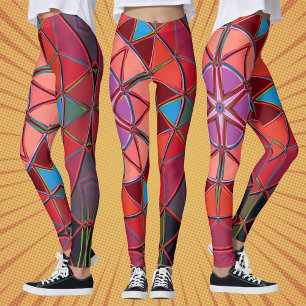 Cartoon Mandala Rosa und Blau Leggings