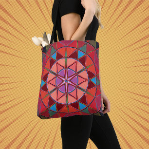 Cartoon Mandala Rosa und Blau Tasche
