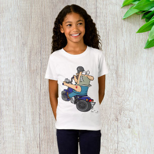 Cartoon Mann auf einem Motorrad Mädchen T - Shirt