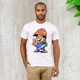 Cartoon Mann in einem harten MennenmützenT - Shirt