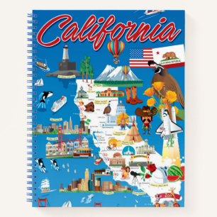 Cartoon Map of California Notizbuch