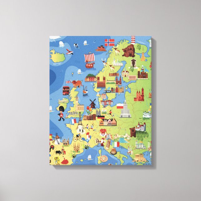 Cartoon Map of Europe Leinwanddruck (Vorderseite)
