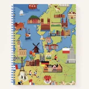 Cartoon Map of Europe Notizbuch