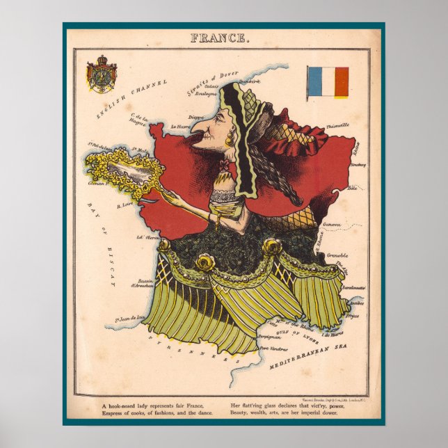 Cartoon Map of France (1868) Poster (Vorne)