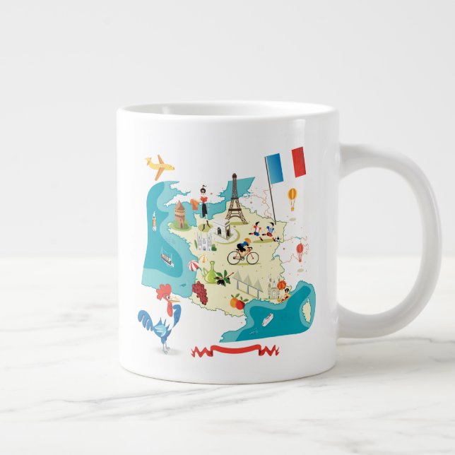 Cartoon Map of France Jumbo-Tasse (Rechts)