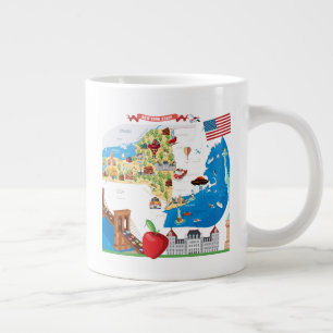 Cartoon Map of New York Staat Jumbo-Tasse