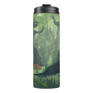 Cartoon Märchenwaldlandschaft Vintag. Thermosbecher