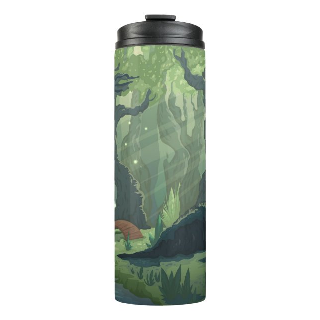 Cartoon Märchenwaldlandschaft Vintag. Thermosbecher (Vorderseite)